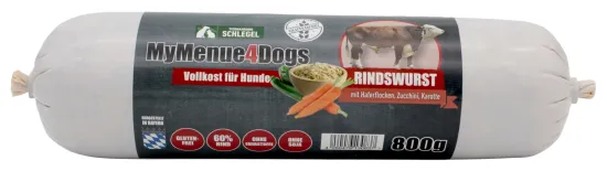 Preview: MyMenue4Dogs Rinderwurst 800g – Saftige Hundewurst & Trainingswurst mit Gemüse