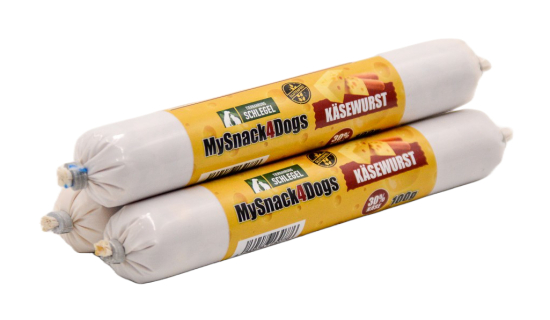 MySnack4Dogs Käsewurst 100g – schnittfeste Trainingswurst für Hunde mit Rind, Geflügel & Bergkäse