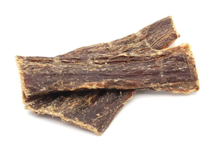 Preview: Pferde-Dörrfleisch Flach 12 cm – 100% Pferd Getrockneter Kausnack für Hunde