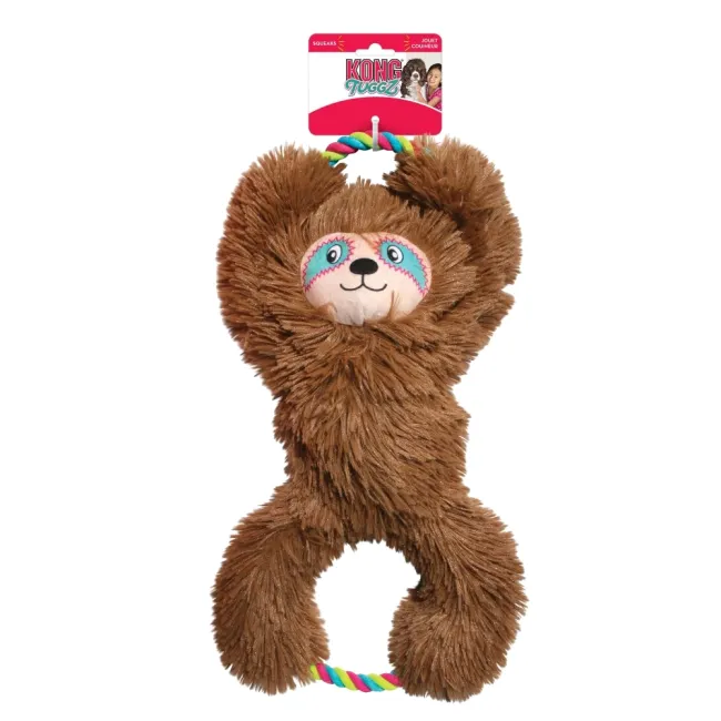 Preview: KONG® Tuggz™ Faultier XL – Extra großes Hundespielzeug mit Tau & Knisterarmen
