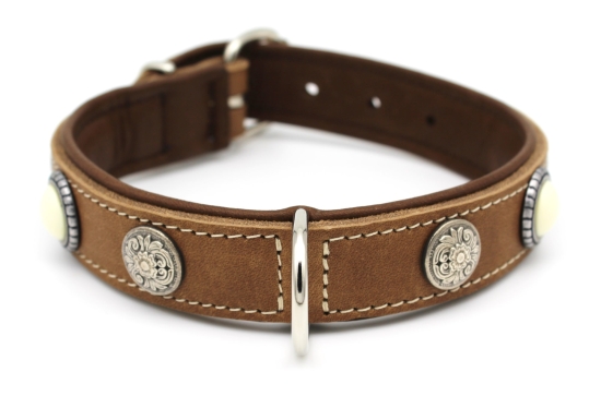 Lederhalsband Vintage taupe - Fettleder