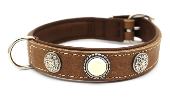 Lederhalsband Vintage taupe - Fettleder