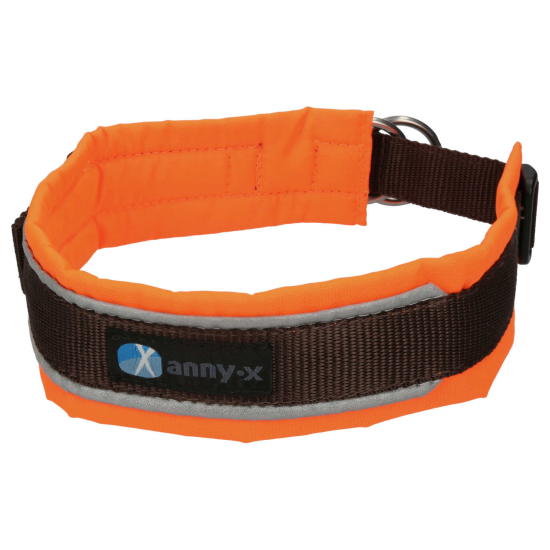 Preview: annyx Zugstopphalsband Protect leuchtorange/ braun