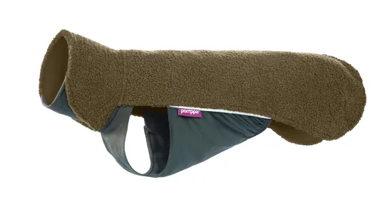 PolarPomppa Hundepullover Olive – Warme Sherpa-Fleecejacke mit Reißverschluss