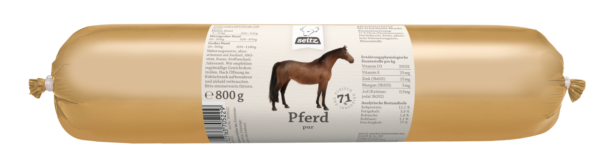 Hundewurst Rind 800g - Premium Fährtenwurst - Natürlich & Schnittfest