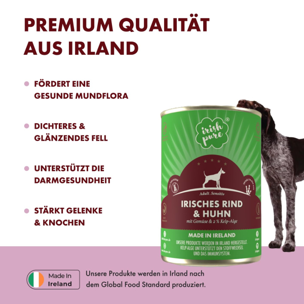 Irish Pure Nassfutter – Irisches Rind & Huhn mit Gemüse & Kelp-Alge (Getreidefrei)