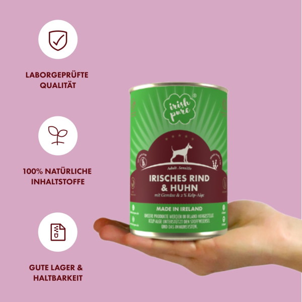 Irish Pure Nassfutter – Irisches Rind & Huhn mit Gemüse & Kelp-Alge (Getreidefrei)