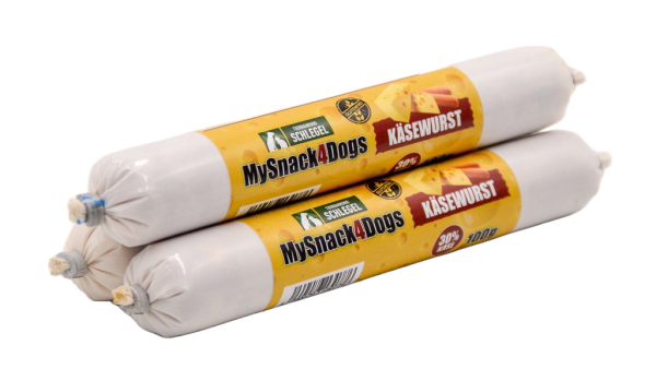 MySnack4Dogs Käsewurst 100g – schnittfeste Trainingswurst für Hunde mit Rind, Geflügel & Bergkäse