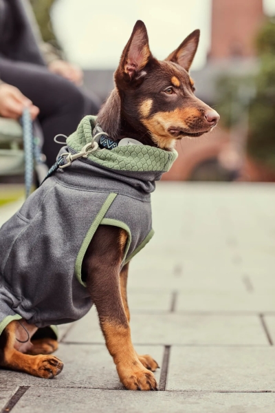 HURTTA Razzle-Dazzle Wende-Fleecepullover grau-grün