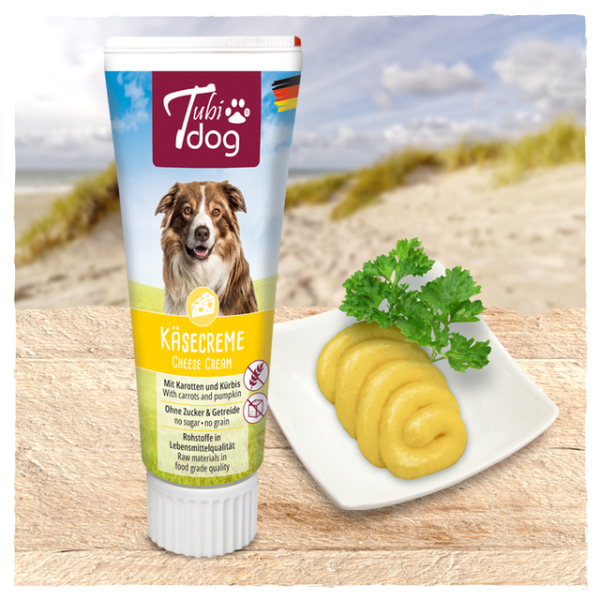 TubiDog Delikatess Käsecreme für Hunde 75g