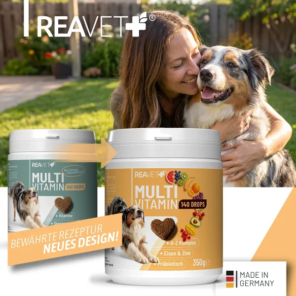 REAVET Multivitamin für Hunde Drops 350g (140 Stk.) | Vitamine für Hunde & Immunsystem Snack
