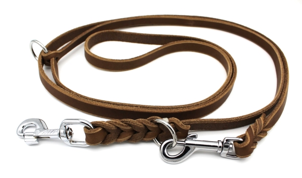 Verstellbare Fettlederleine Vintage taupe, Hundeleine
