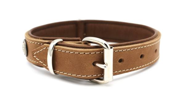 Lederhalsband Vintage taupe - Fettleder