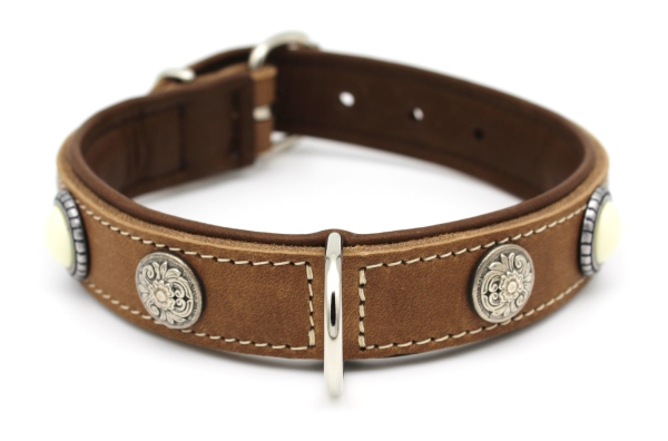 Lederhalsband Vintage taupe - Fettleder